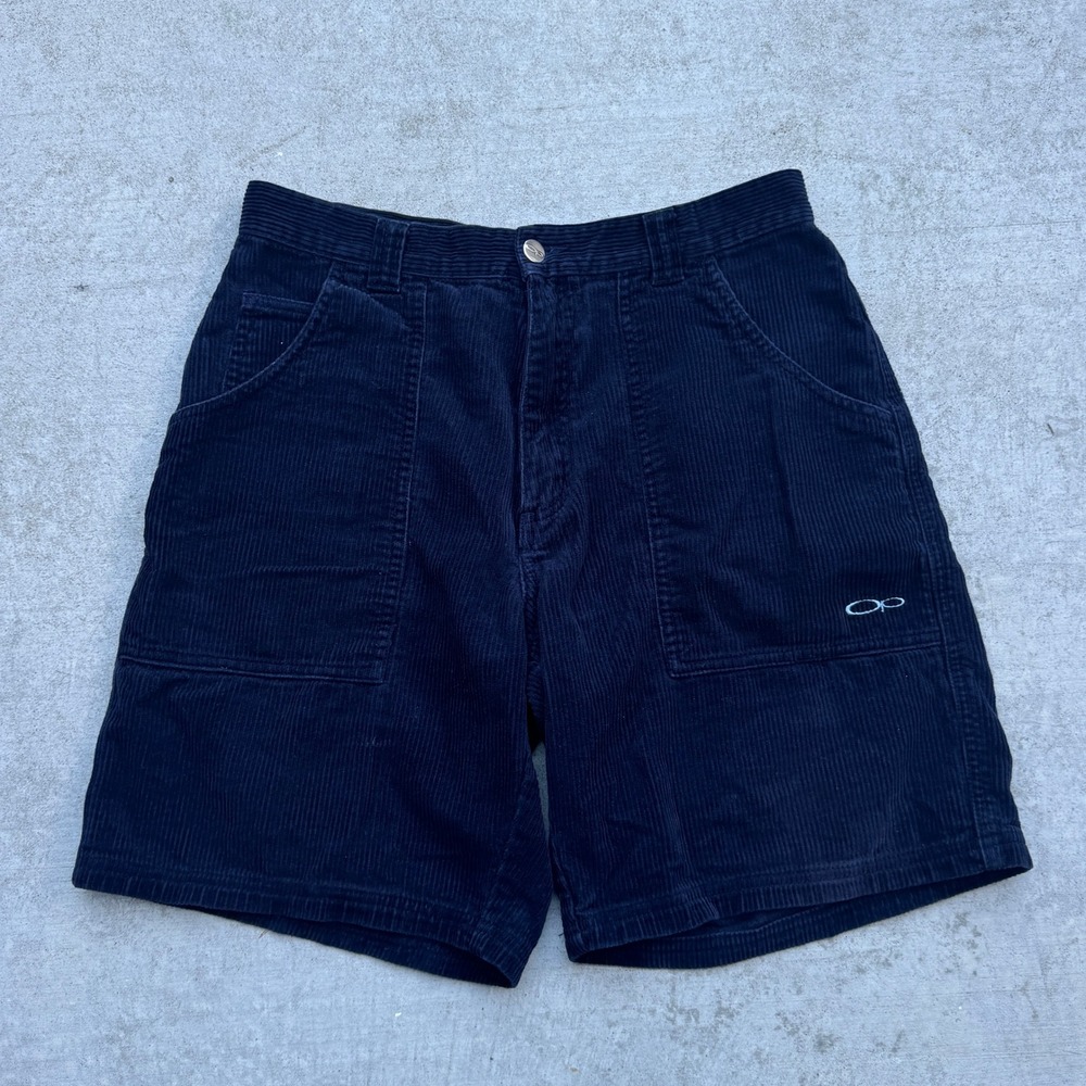 Vintage 80s Ocean Pacific OP Navy Blue Corduroy Shorts Surf Skater Size 30